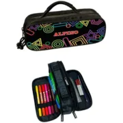 Estojo Triplo Alpino Mini Black Multicolor (12 Unidades) Estojo 3 Compartimentos - nacloset 2
