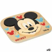 Puzzle Infantil de Madeira Disney Mickey Mouse + 12 Meses 6 Peças (12 Unidades) A Preço de Revenda - nacloset