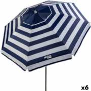 Parasol Aktive Azul/Branco 200 x 200 x 200 cm Aço Tecido Oxford (6 Unidades) A Preço de Revenda - nacloset 2