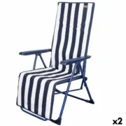 Ligstoel Aktive Branco Azul Marinho Reclinável Às riscas 147 x 70 x 48 cm (2 Unidades) A Preço de Revenda - nacloset