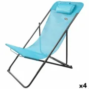 Espreguiçadeira reclinável Aktive Azul 53 x 87 x 78 cm (4 Unidades) A Preço de Revenda - nacloset
