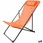 Espreguiçadeira reclinável Aktive Laranja 53 x 87 x 78 cm (4 Unidades) A Preço de Revenda - nacloset