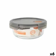Lancheira Hermética MasterChef Cinzento Transparente Redonda 1,3 L (6 Unidades) A Preço de Revenda - nacloset