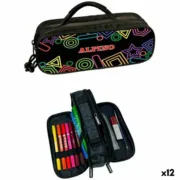 Estojo Triplo Alpino Mini Black Multicolor (12 Unidades) Estojo 3 Compartimentos - nacloset