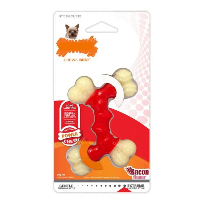 Mordedor para cão Nylabone Extreme Chew Duplo Bacon Nylon Termoplástico Tamanho XS Animais de Estimação - nacloset 2