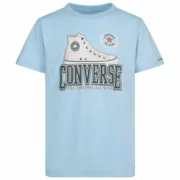 Camisola de Manga Curta Infantil Converse Script Sneaker Gfx Azul celeste Moda | Acessórios - nacloset 2