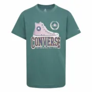 Camisola de Manga Curta Infantil Converse Script Sneaker Gfx Sse Ciano Moda | Acessórios - nacloset 2