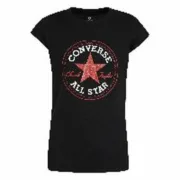 Camisola de Manga Curta Infantil Converse Preto Moda | Acessórios - nacloset 2