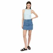 Camisola de Manga Curta Mulher 24COLOURS Casual Azul Azul Claro Moda | Acessórios - nacloset 2