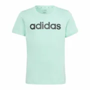 Camisola de Manga Curta Infantil Adidas Linear Logo Verde Água-marinha Moda | Acessórios - nacloset