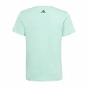 Camisola de Manga Curta Infantil Adidas Linear Logo Verde Água-marinha Moda | Acessórios - nacloset 2