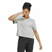 Camisola de Manga Curta Mulher Adidas 3S Cropped Top Cinzento claro (XS) Moda | Acessórios - nacloset 2