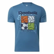 Camisola de Manga Curta Homem Reebok GS Rec Center Azul Moda | Acessórios - nacloset
