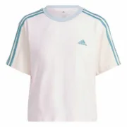 Camisola de Manga Curta Mulher Adidas 3S Cr Branco Moda | Acessórios - nacloset