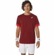 Camisola de Manga Curta Homem Asics Court Vermelho Escuro Ténis Moda | Acessórios - nacloset