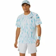 T-Shirt de Desporto de Manga Curta Asics Game Ss Top Branco Azul Claro Ténis Moda | Acessórios - nacloset