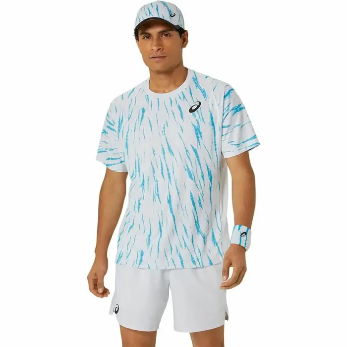 T-Shirt de Desporto de Manga Curta Asics Game Ss Top Branco Azul Claro Ténis Moda | Acessórios - nacloset 2