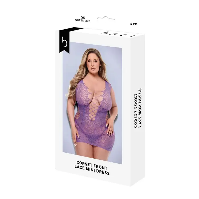 Conjunto de Lingerie Baci Lingerie Lace Mini Dress Roxo (Queen) Cuequinhas e tangas - nacloset 2