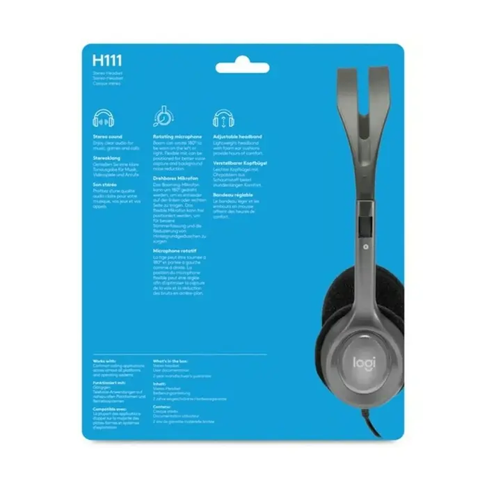 Auriculares com microfone Logitech 981-000593 Preto Cinzento Auriculares de Diadema - nacloset 2
