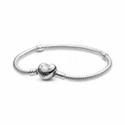 Bracelete feminino Pandora HEART CLASP SNAKE CHAIN BRACELET Acessórios de Moda - nacloset