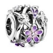 Miçangas femininas Pandora OPENWORK PURPLE DAISY Prateado Roxo Acessórios de Moda - nacloset