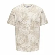 Camisola de Manga Curta Homem Only & Sons Onskash Reg Leaf Aop Bege Moda | Acessórios - nacloset
