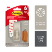 Gancho para pendurar 3M 1,3 kg 29 X 79 X 29 MM Prateado Metal (1 Unidade) Casa | Jardim - nacloset