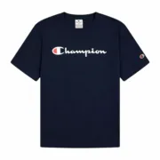 Camisola de Manga Curta Homem Champion Champion Crewneck Azul Marinho Moda | Acessórios - nacloset