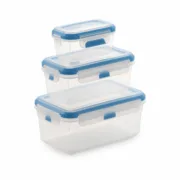 Conjunto de 3 Lancheiras SP Berner super lock Retangular Transparente Plástico (3 Unidades) A Preço de Revenda - nacloset