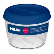 Lancheira Hermética Milan 500 ml Azul Transparente Plástico Redonda Ø 12 cm Cozinha | Gourmet - nacloset