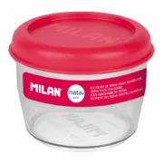 Lancheira Hermética Milan 500 ml Cor de Rosa Transparente Plástico Redonda Ø 12 cm Cozinha | Gourmet - nacloset