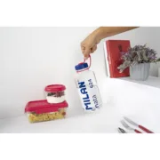 Lancheira Hermética Milan 500 ml Cor de Rosa Transparente Plástico Redonda Ø 12 cm Cozinha | Gourmet - nacloset 2