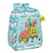 Mochila Escolar Spongebob Stay positive Azul Branco Jogos | Disfarces - nacloset