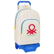 Mochila Escolar com Rodas Benetton Topitos Branco 30 x 46 x 14 cm Jogos | Disfarces - nacloset