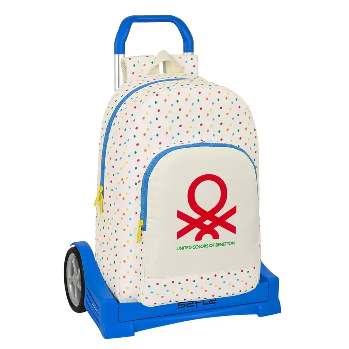 Mochila Escolar com Rodas Benetton Topitos Branco 30 x 46 x 14 cm Jogos | Disfarces - nacloset