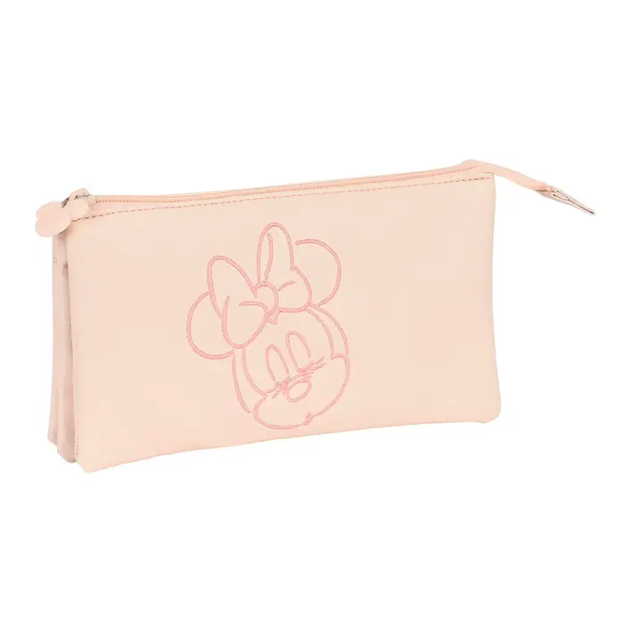 Estojo Triplo Minnie Mouse Rosa Claro 22 x 12 x 3 cm Estojo 3 Compartimentos - nacloset