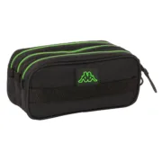 Estojo Triplo Kappa Black Preto 21,5 x 10 x 8 cm Estojo 3 Compartimentos - nacloset