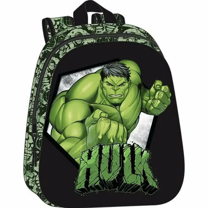 Mochila Infantil 3D Hulk Preto Verde 27 x 33 x 10 cm Jogos | Disfarces - nacloset