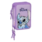 Estojo Triplo Lilo & Stitch Sweet Azul Lilás 12,5 x 19,5 x 5,5 cm 36 Peças Estojo 3 Compartimentos - nacloset