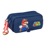 Estojo Triplo Super Mario Trick Vermelho Azul escuro 21,5 x 10 x 8 cm Estojo 3 Compartimentos - nacloset