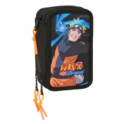 Estojo Triplo Naruto Preto 12,5 x 19,5 x 5,5 cm 37 Peças Estojo 3 Compartimentos - nacloset