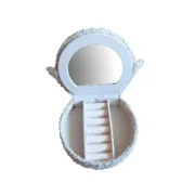 Guarda-Joias Versa Cinzento Poliéster Metal Espelho Madeira MDF 12 x 19 x 18 cm Poltrona Casa | Jardim - nacloset 2