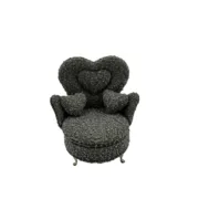 Guarda-Joias Versa Cinzento Poliéster Metal Espelho Madeira MDF 12 x 19 x 18 cm Poltrona Casa | Jardim - nacloset