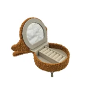 Guarda-Joias Versa Mostarda Poliéster Metal Espelho Madeira MDF 12 x 19 x 18 cm Poltrona Casa | Jardim - nacloset 2