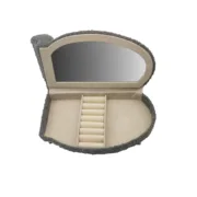 Guarda-Joias Versa Cinzento Poliéster Metal Espelho Madeira MDF 12,5 X 17 X 26,5 CM Sofá Casa | Jardim - nacloset 2