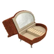 Guarda-Joias Versa Vermelho Poliéster Metal Espelho Madeira MDF 12,5 X 17 X 26,5 CM Sofá Casa | Jardim - nacloset 2
