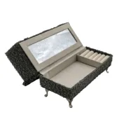 Guarda-Joias Versa Cinzento Poliéster Metal Espelho Madeira MDF 9,5 X 12,5 X 23,5 CM Sofá Casa | Jardim - nacloset 2