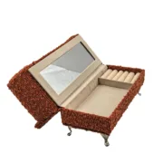 Guarda-Joias Versa Vermelho Poliéster Metal Espelho Madeira MDF 9,5 X 12,5 X 23,5 CM Sofá Casa | Jardim - nacloset 2