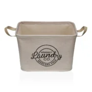 Cesto de Roupa Suja Versa Creme Poliéster PVC Metal EVA 38 x 25 x 26 cm Casa | Jardim - nacloset