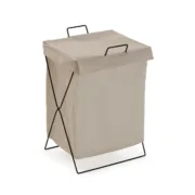 Cesto de Roupa Suja Versa Creme Poliéster Metal Polietileno 35 X 48 X 30 CM Casa | Jardim - nacloset